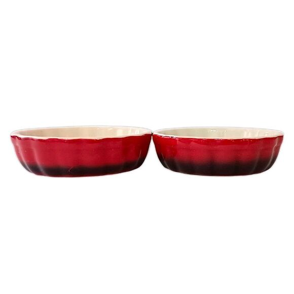 2 ROCQ‎ Parisian Patisserie Ramekins Quiche Tart Pie Baking Dish Set Ombre Red - Picture 9 of 16